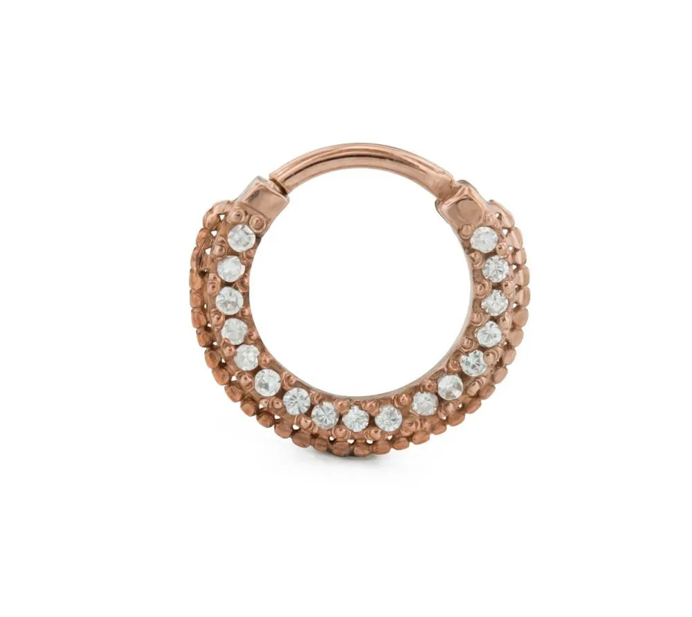 16g Rose Gold Plated Beaded and Jeweled Septum Clicker