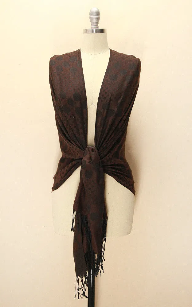 21105 Brown Polka Dot Print Pashmina