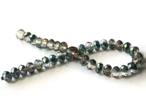 36 6mm x 8mm Gray Crystal Faceted Rondelle Beads with Finish Coat