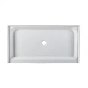 Acrylic 60"L X 30"W X 5.5"H Center Drain Showerbase in White