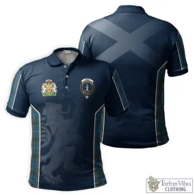 Bain Tartan Men's Polo Shirt with Family Crest and Lion Rampant Vibes Sport Style