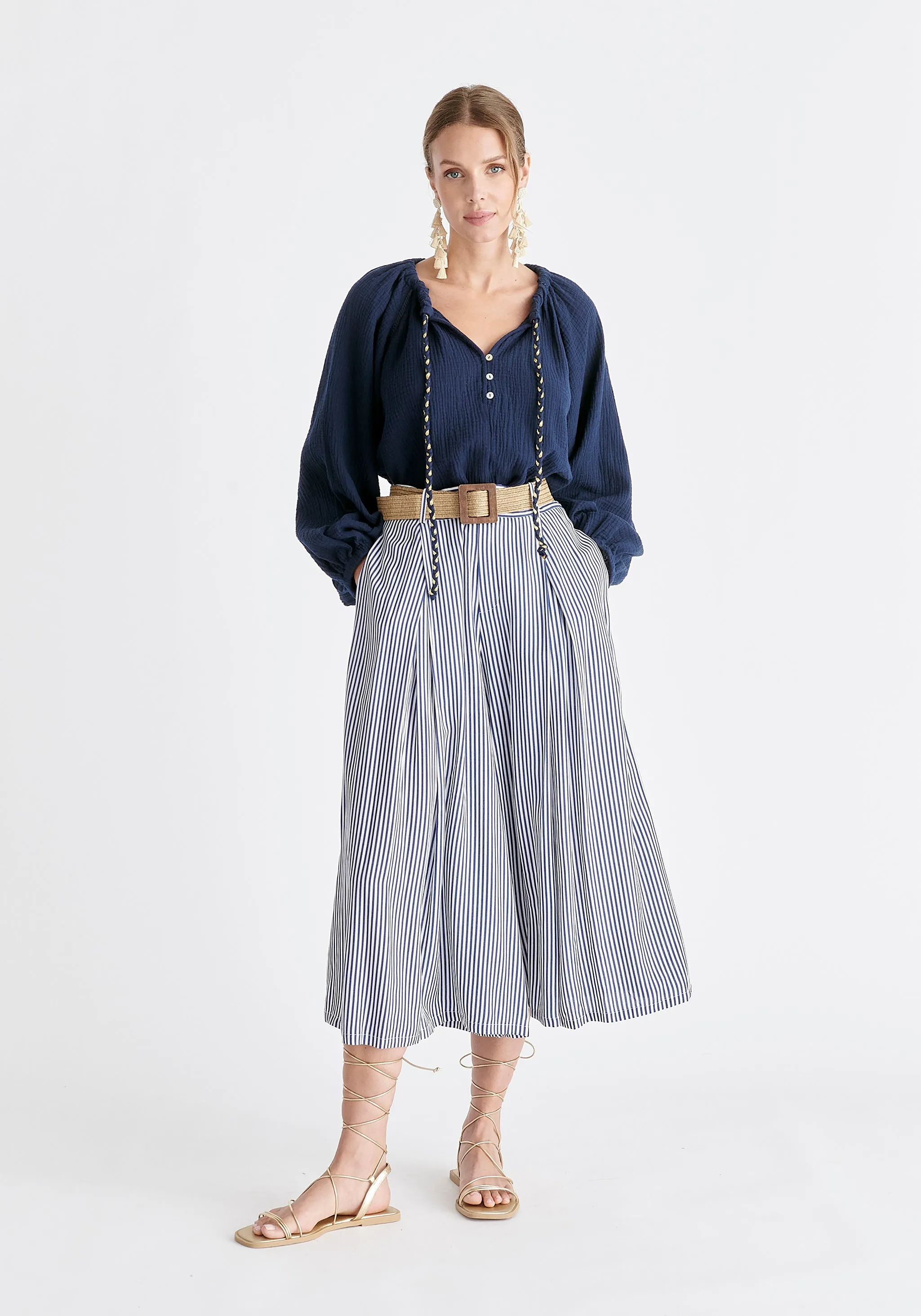 Belted Pleated Culottes