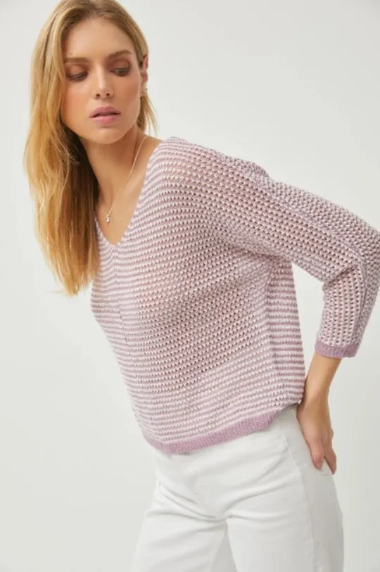 Bianca Textured Stripe Crochet Sweater