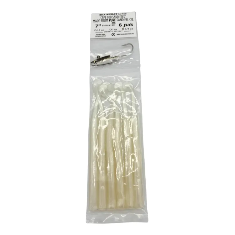 Bill Hurley 7" 3/4oz Unrigged 6pk Paddletail White