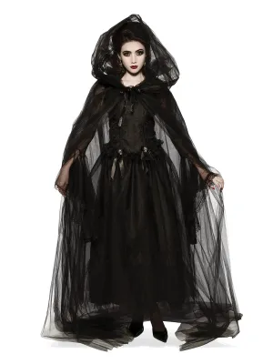 BLACK HOODED CAPE - Buy Online Only