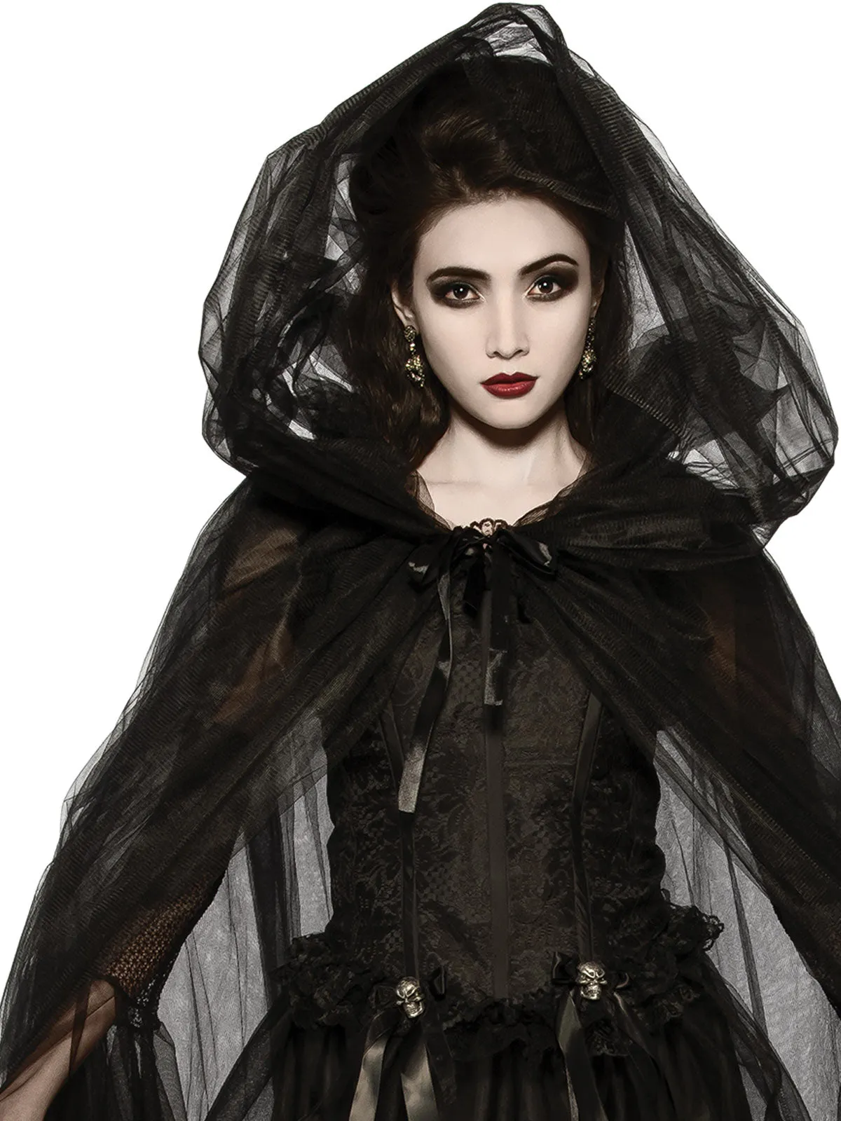 BLACK HOODED CAPE - Buy Online Only