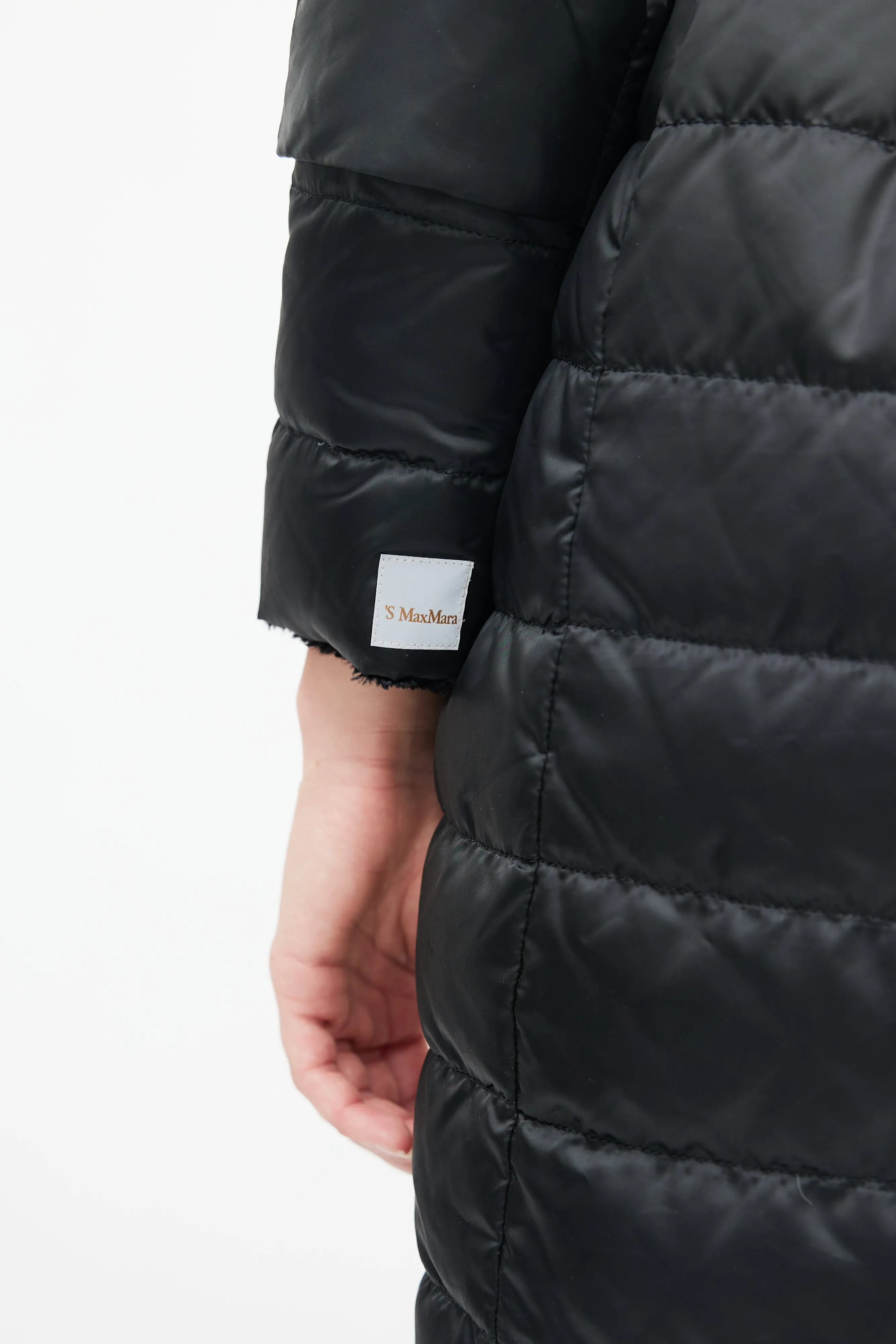 Black Novef Quilted Reversible Down Coat