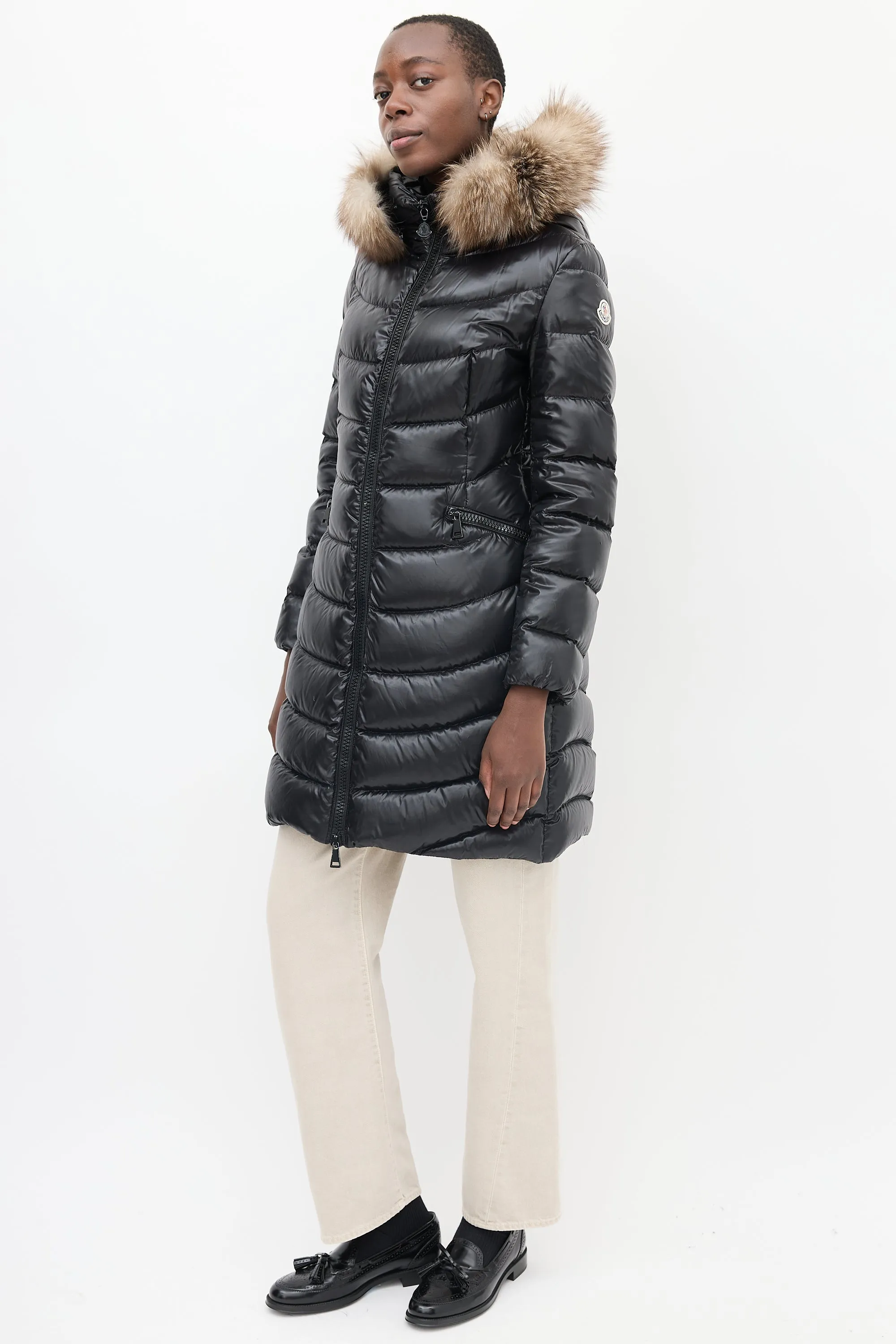 Black Quilted Fur Down Aphia Coat