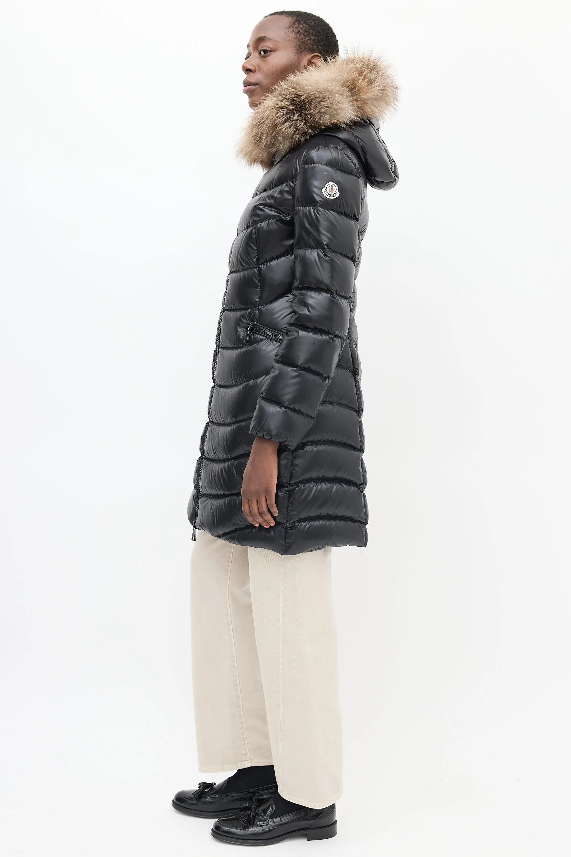 Black Quilted Fur Down Aphia Coat