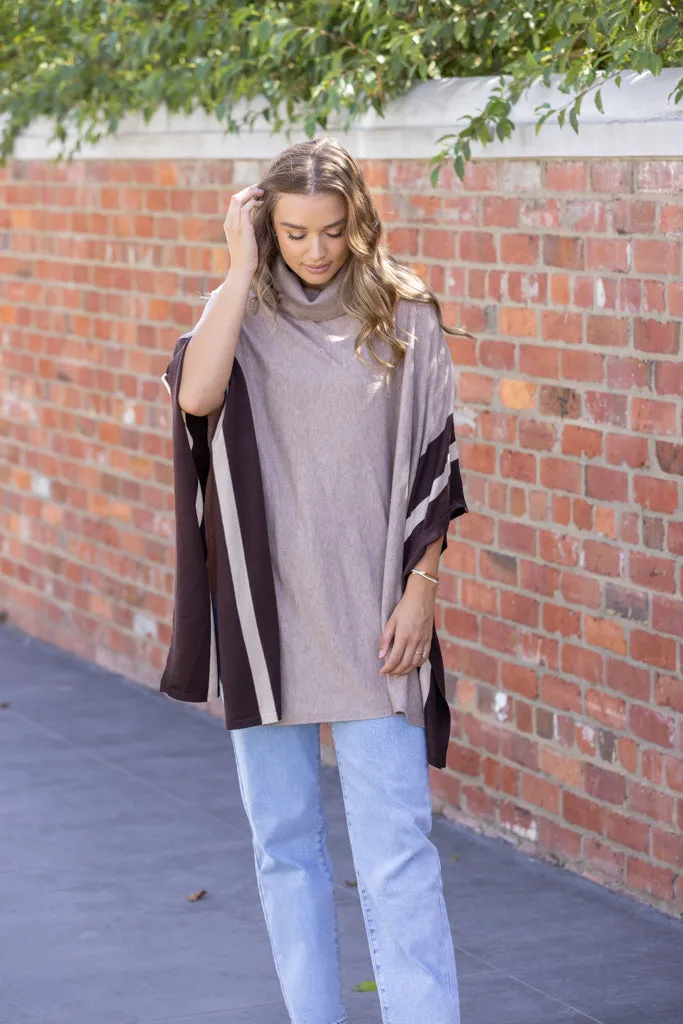 BRIAR PONCHO- Mocha Multi