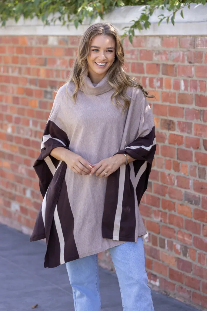 BRIAR PONCHO- Mocha Multi