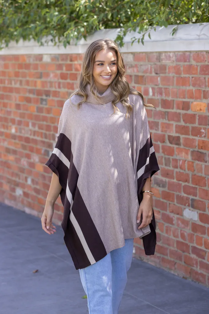 BRIAR PONCHO- Mocha Multi