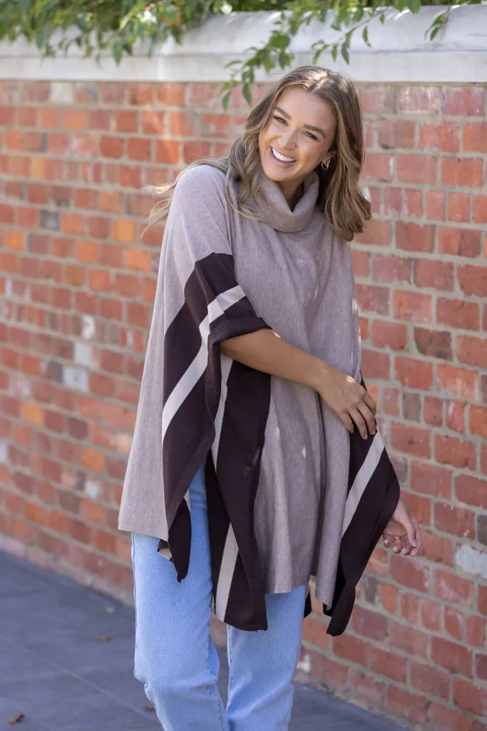 BRIAR PONCHO- Mocha Multi