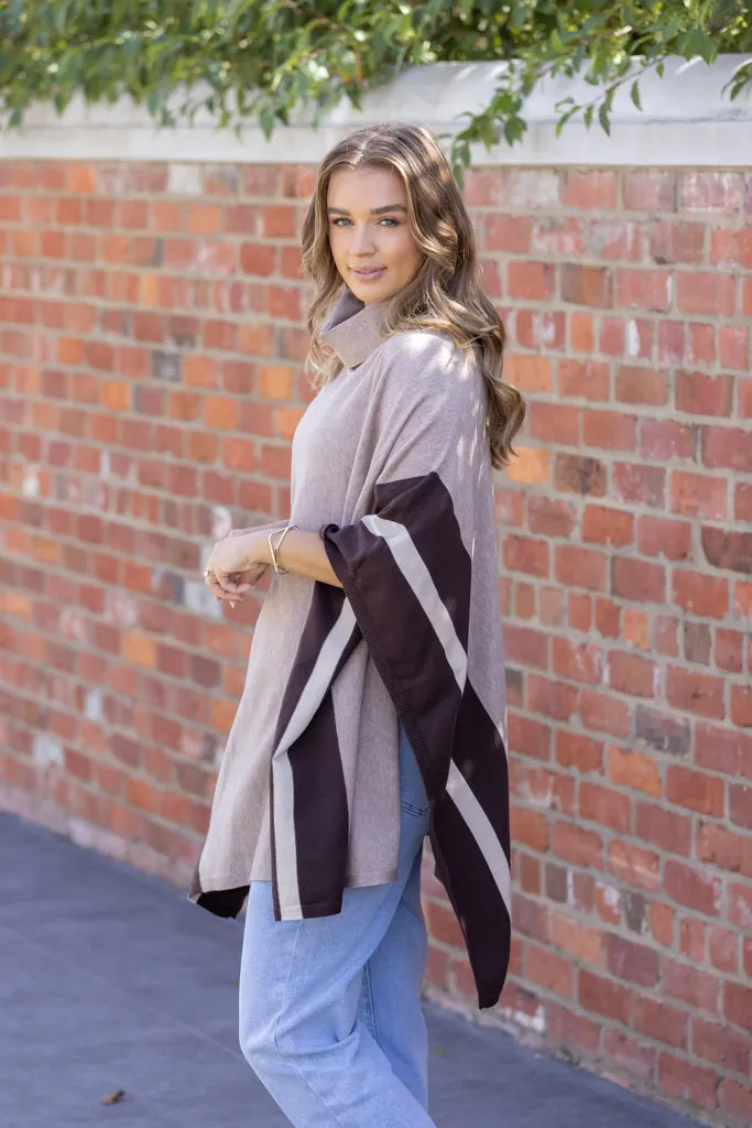 BRIAR PONCHO- Mocha Multi