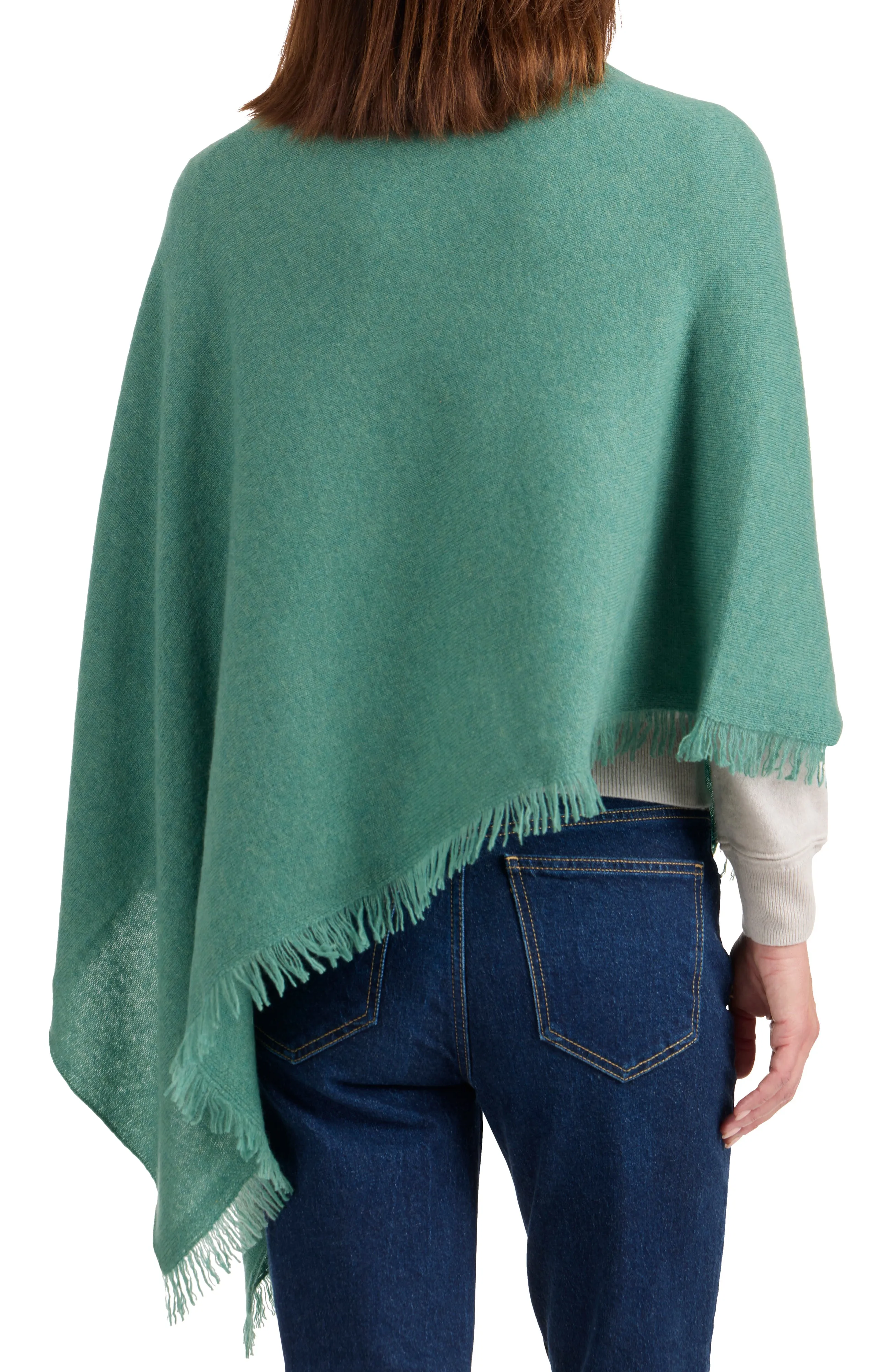 CASHMERE ASYMMETRICAL PONCHO WITH FRINGE