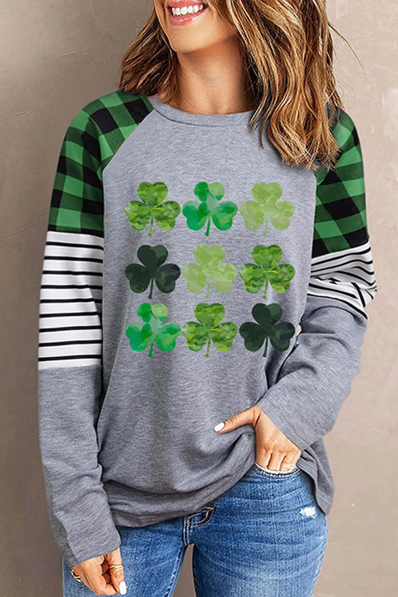 Clover Striped Patchwork Sweatshirt