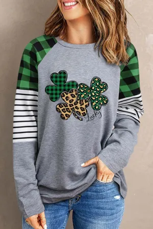 Clover Striped Patchwork Sweatshirt