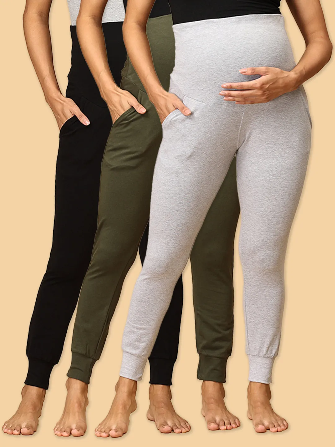 Comfy Maternity Joggers Combo of 3