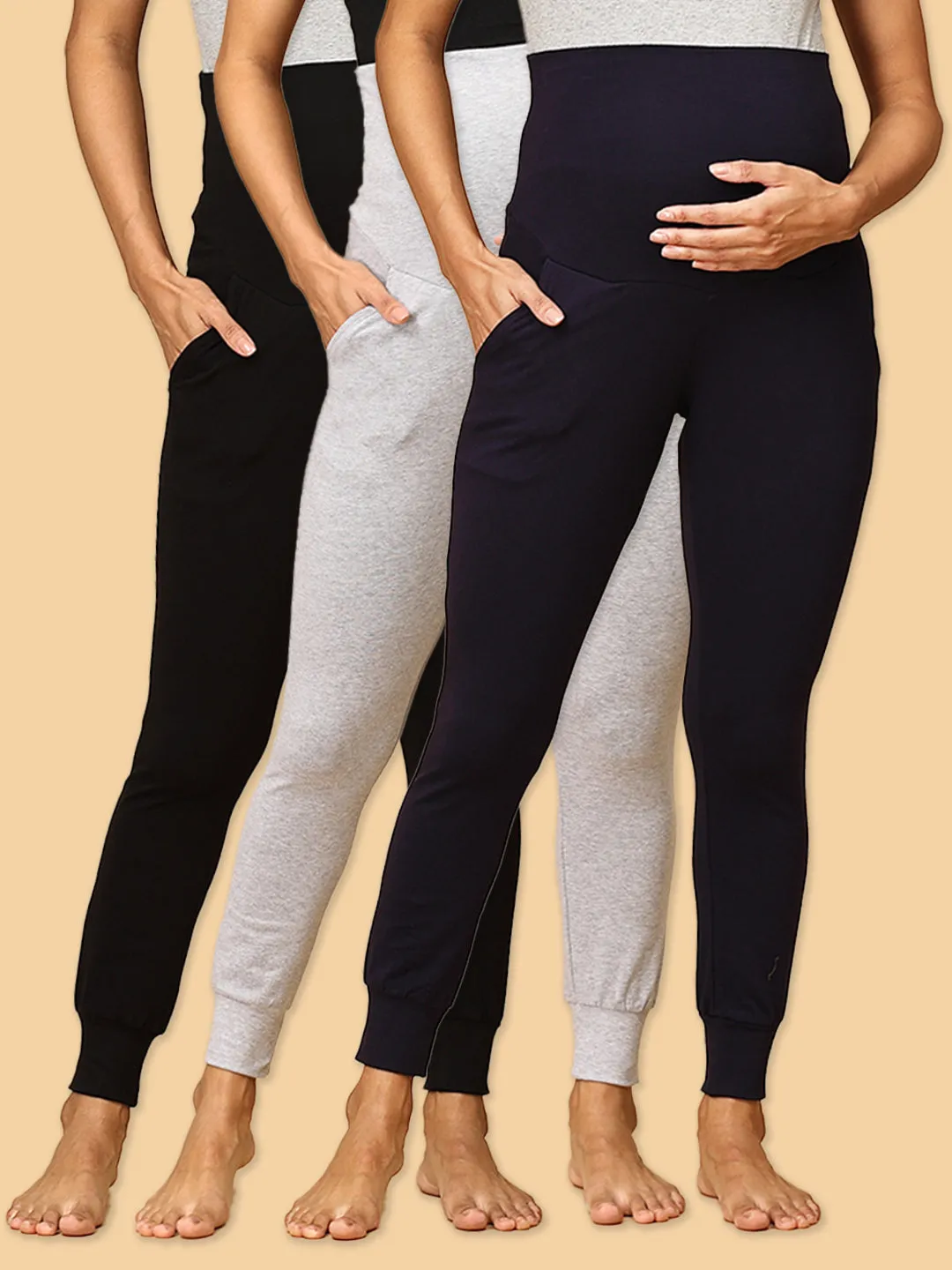 Comfy Maternity Joggers Combo of 3