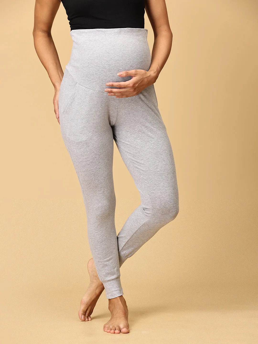 Comfy Maternity Joggers Light Grey