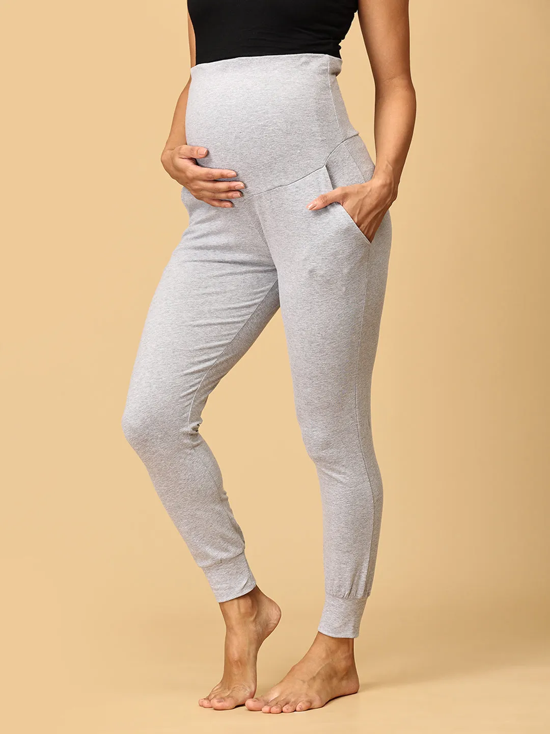 Comfy Maternity Joggers Light Grey