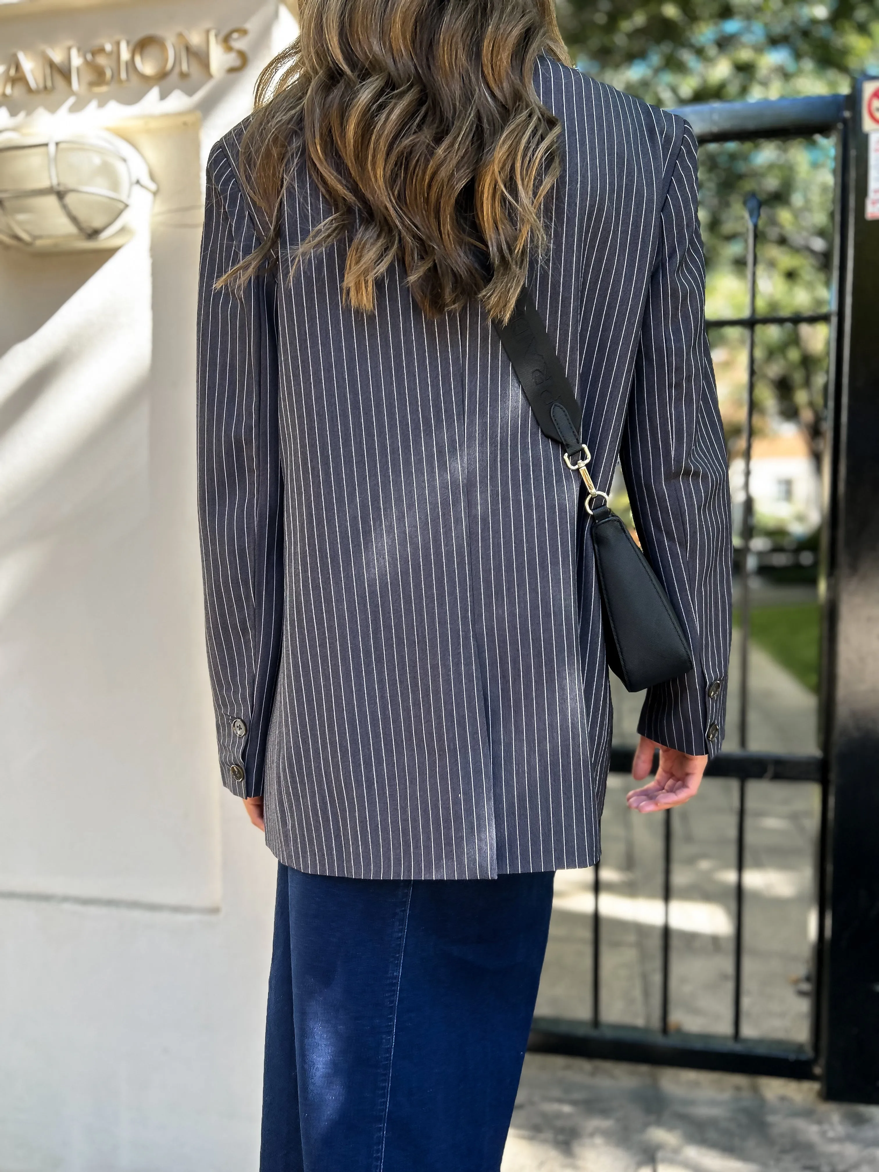 COPELY Pinstripe Boyfriend Blazer