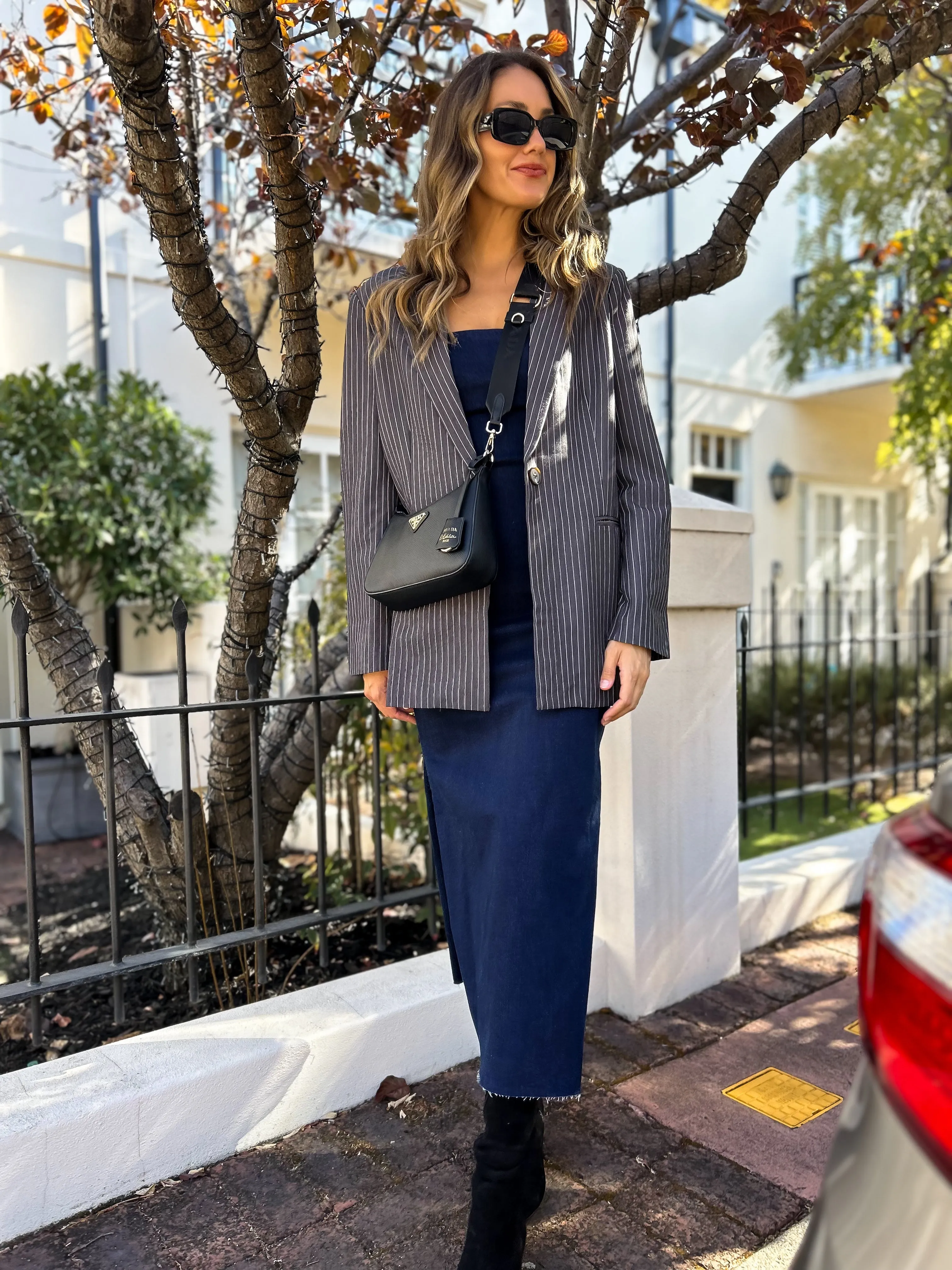 COPELY Pinstripe Boyfriend Blazer