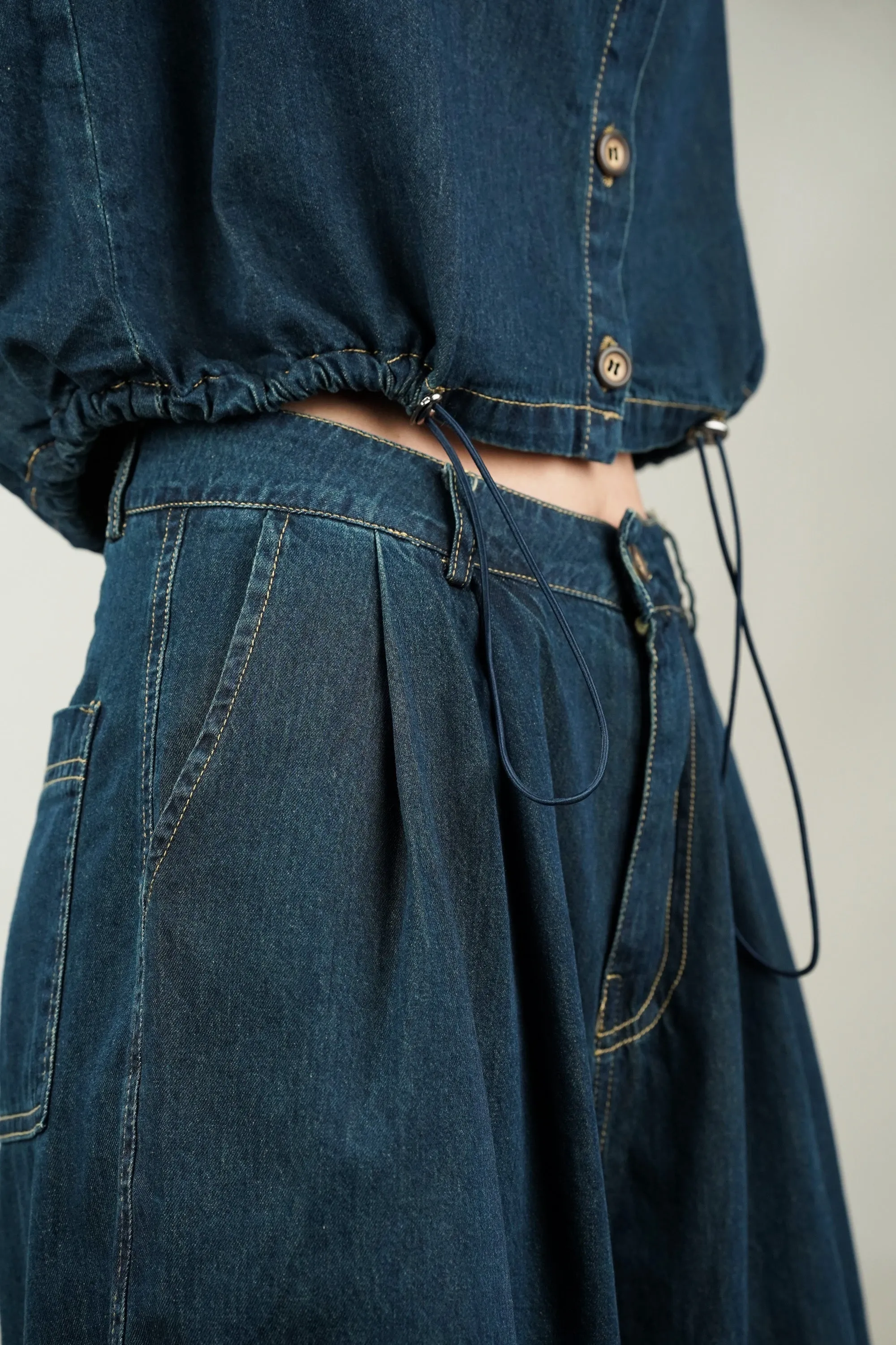 Cotton Denim Shirt And Pant Coord Set