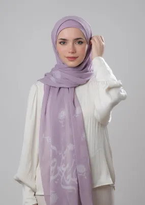 Creative Lilac-Printed Crinkled Chiffon