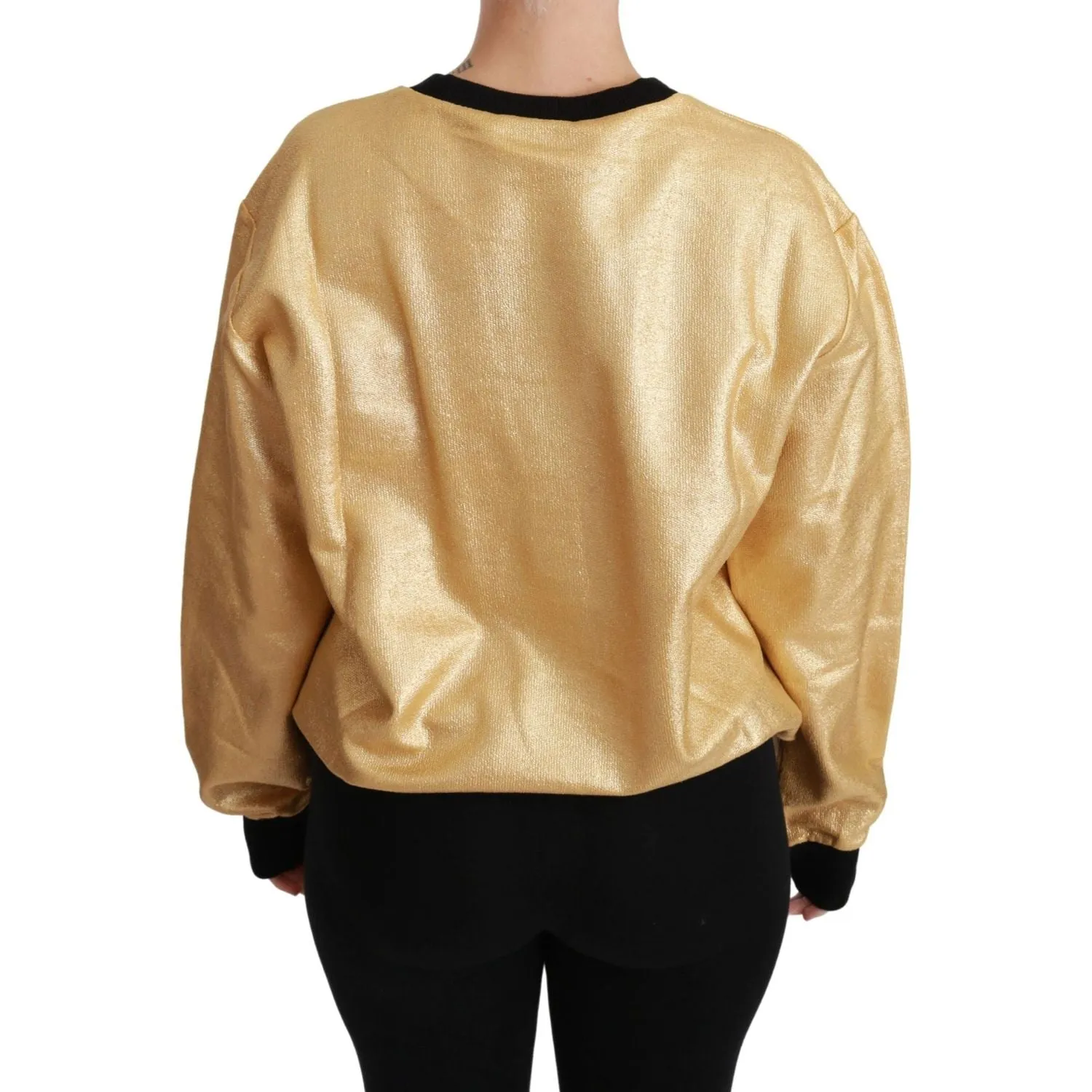 Dolce & Gabbana Elegant Gold Crew Neck Cotton Sweater