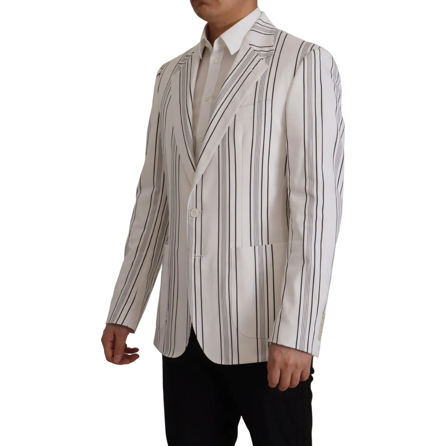 Dolce & Gabbana Elegant Striped Cotton Blend Blazer