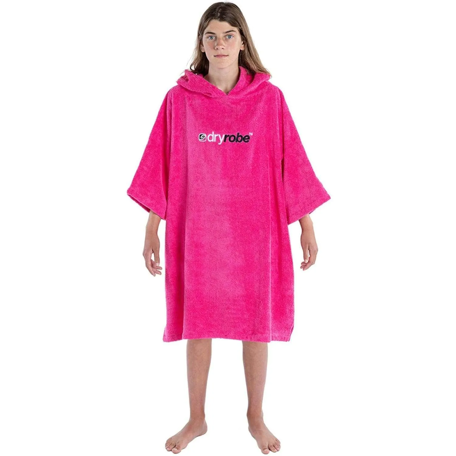 Dryrobe Youth Kids Organic Cotton Short Sleeve Towel Robe - Pink