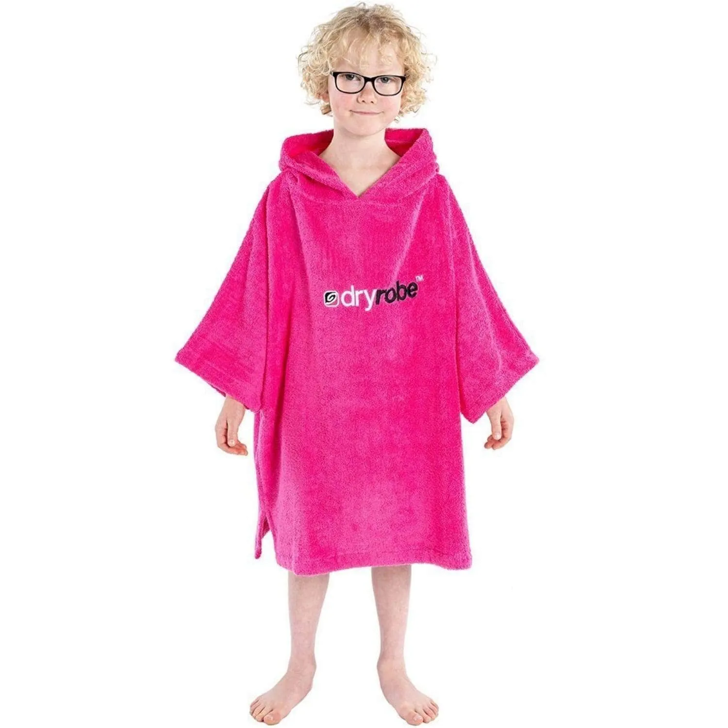 Dryrobe Youth Kids Organic Cotton Short Sleeve Towel Robe - Pink