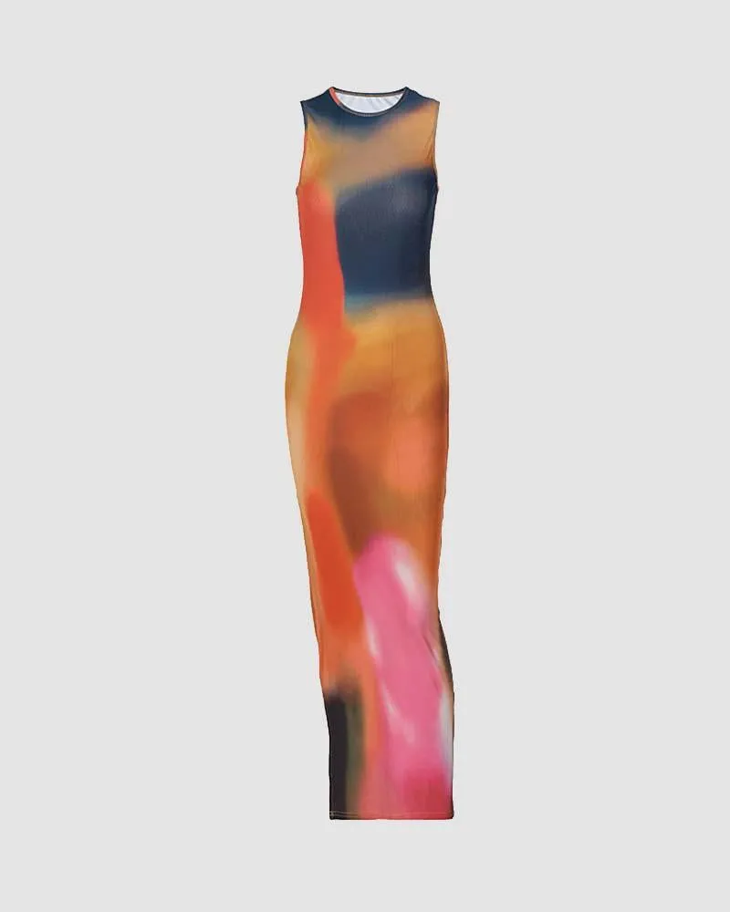 Earthen Gradient Maxi Slit Dress