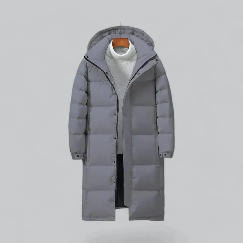 Elegant Men's Hooded Winter Coat with Quilted Padding