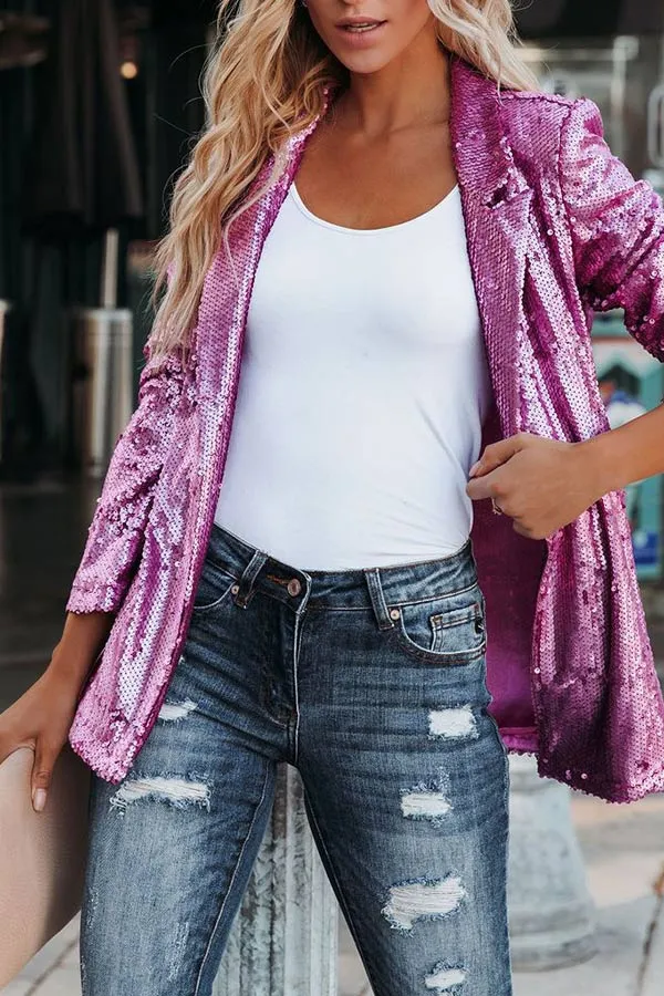 Fashion Women's Sparkly Blazer Streetwear