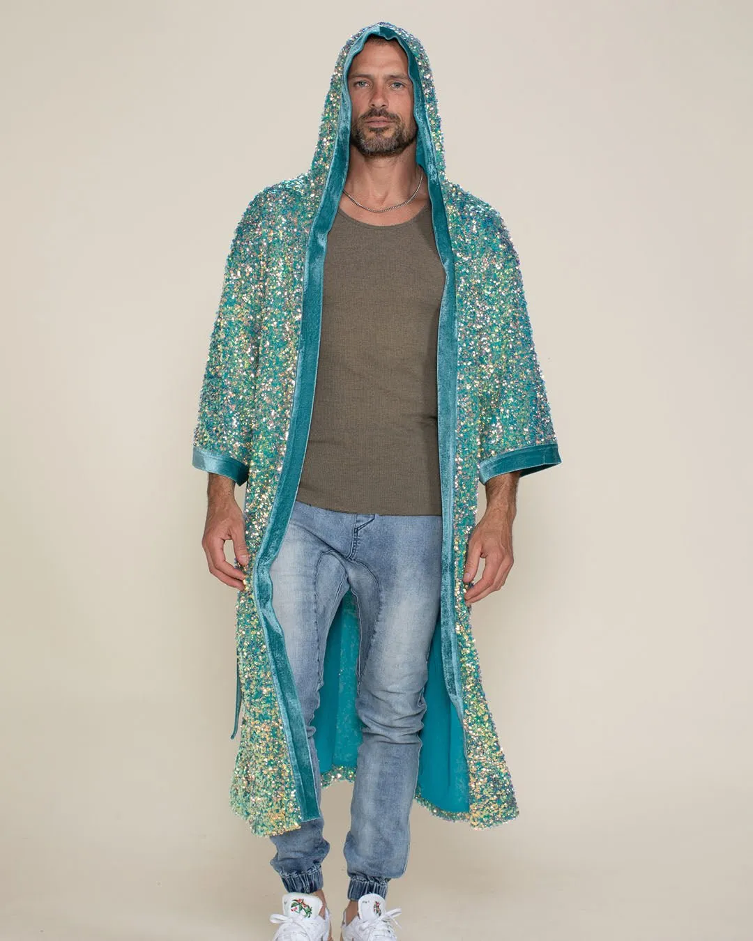 Firefly of the Sea Hooded Sequin Kimono | Men's