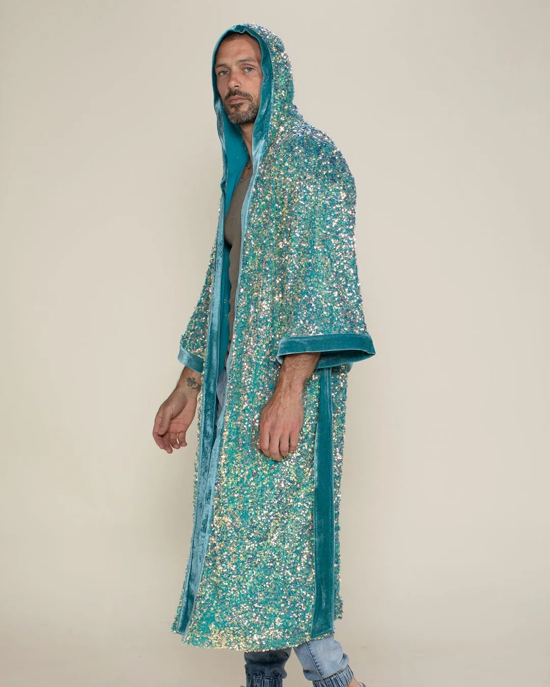 Firefly of the Sea Hooded Sequin Kimono | Men's