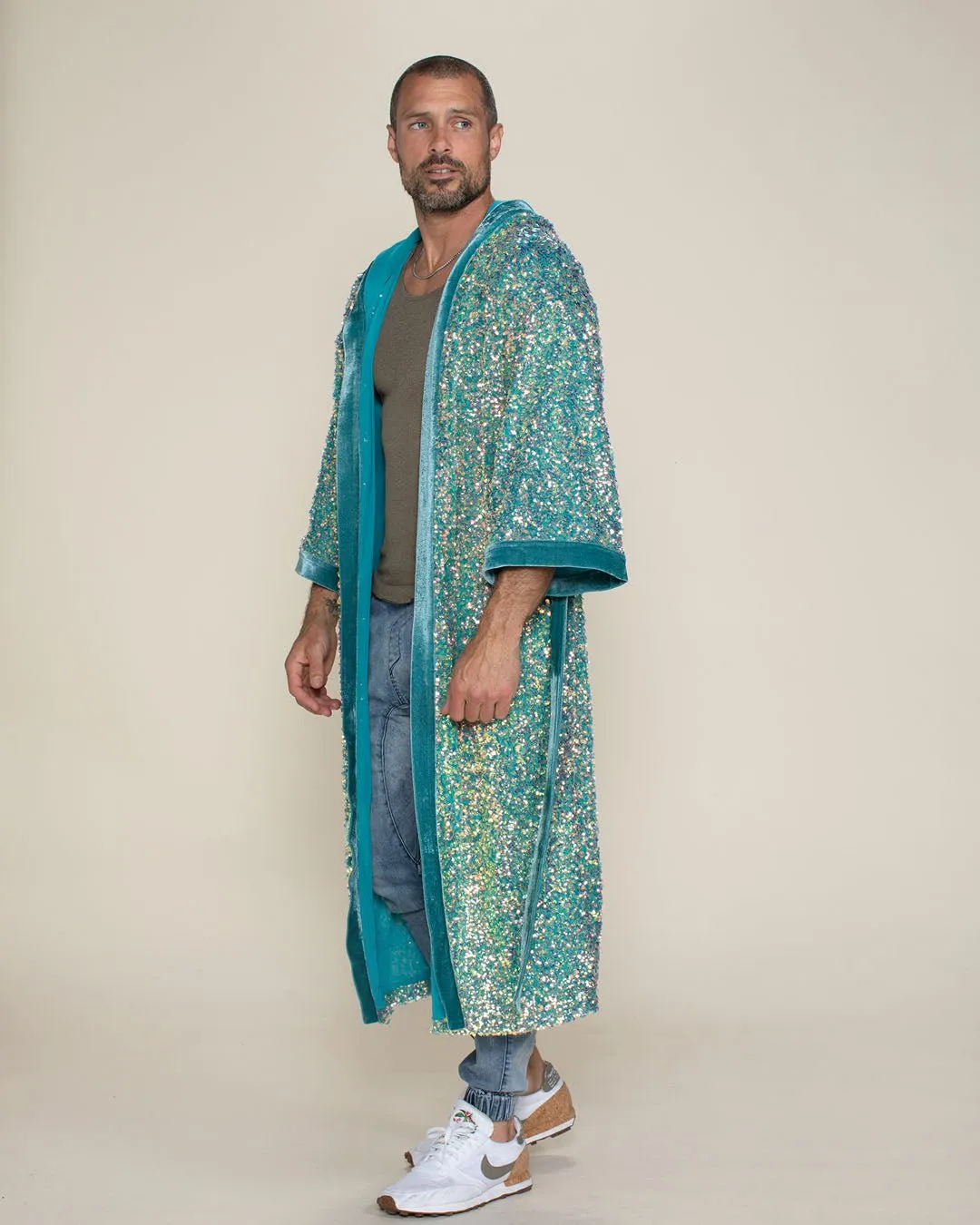 Firefly of the Sea Hooded Sequin Kimono | Men's