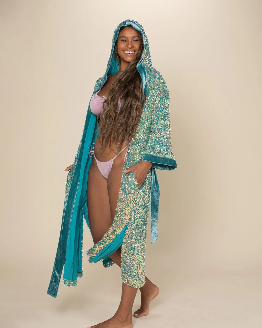 Firefly of the Sea Hooded Sequin Kimono | Women's