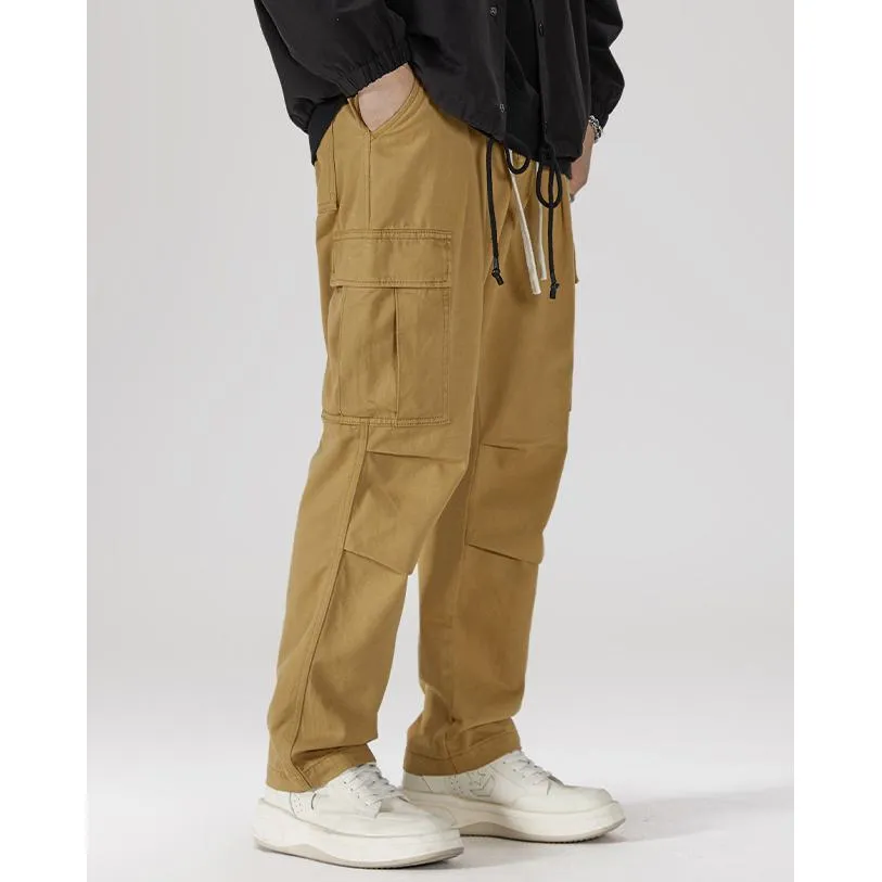 Flap Pocket Wide Leg Straight Leg Casual Loose Fit Cargo Pants