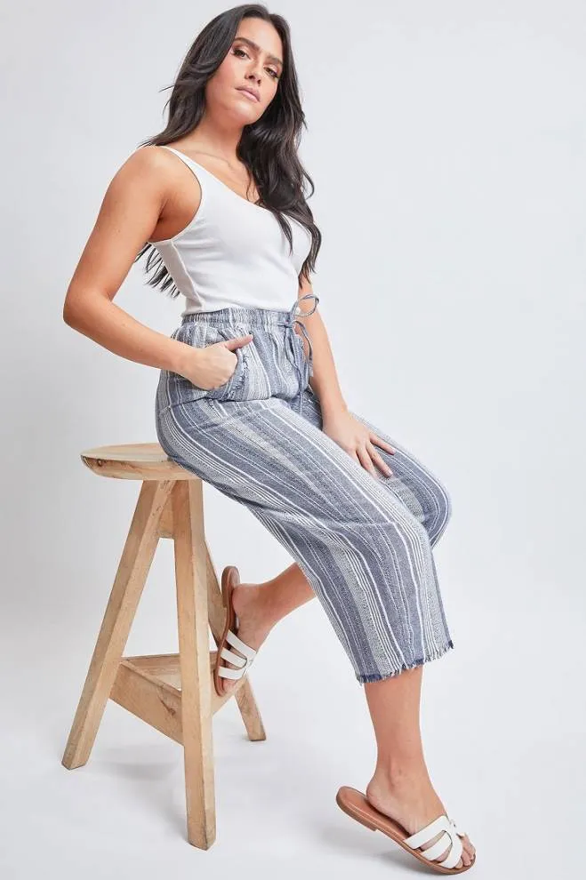 Frayed Striped Culottes