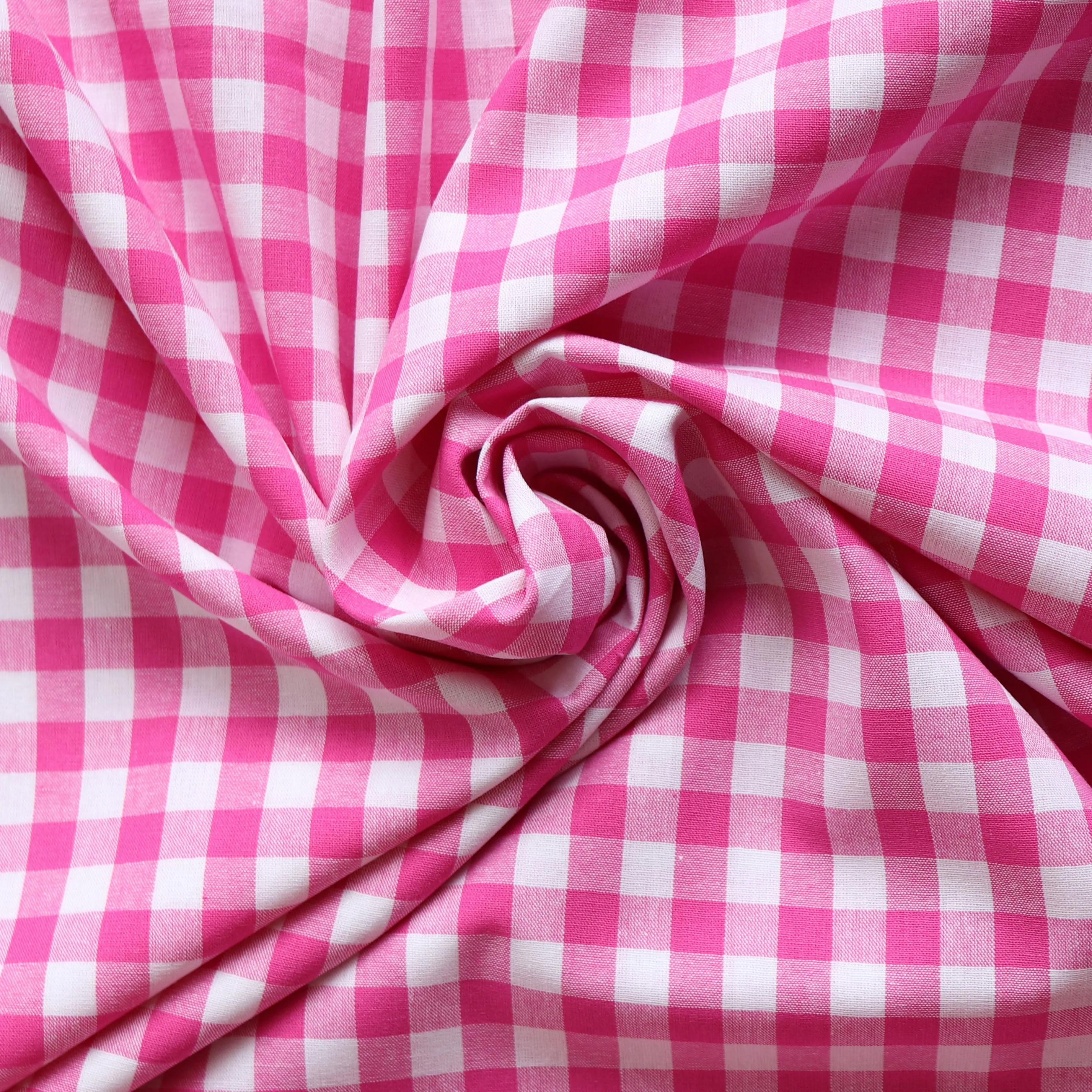 Gingham Yarn Dyed Cotton - Hot Pink