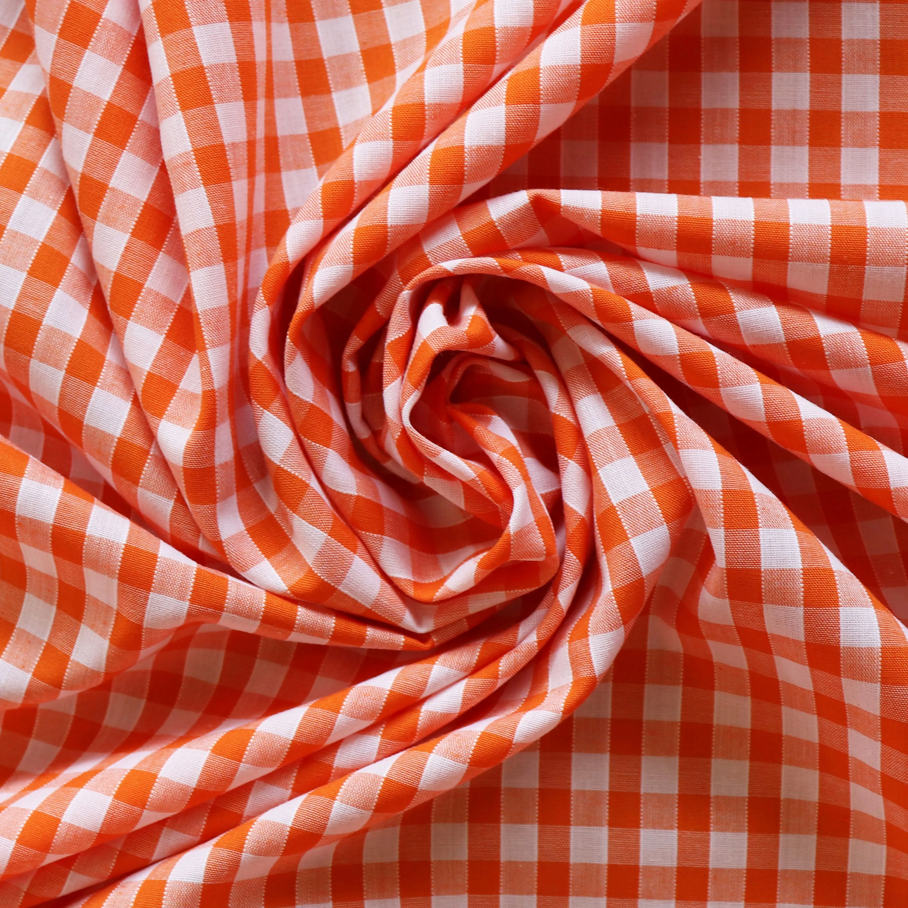 Gingham Yarn Dyed Cotton Poly - Orange