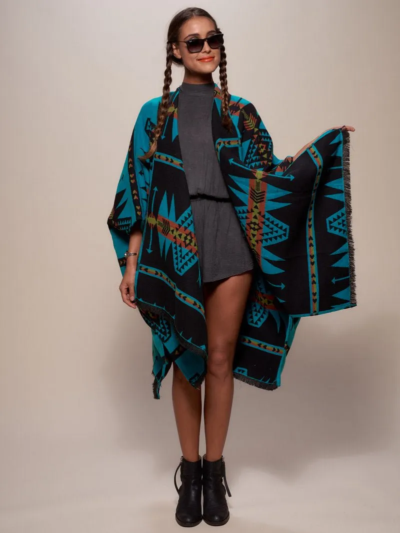 Grey Wolf Fabric Poncho | Women's