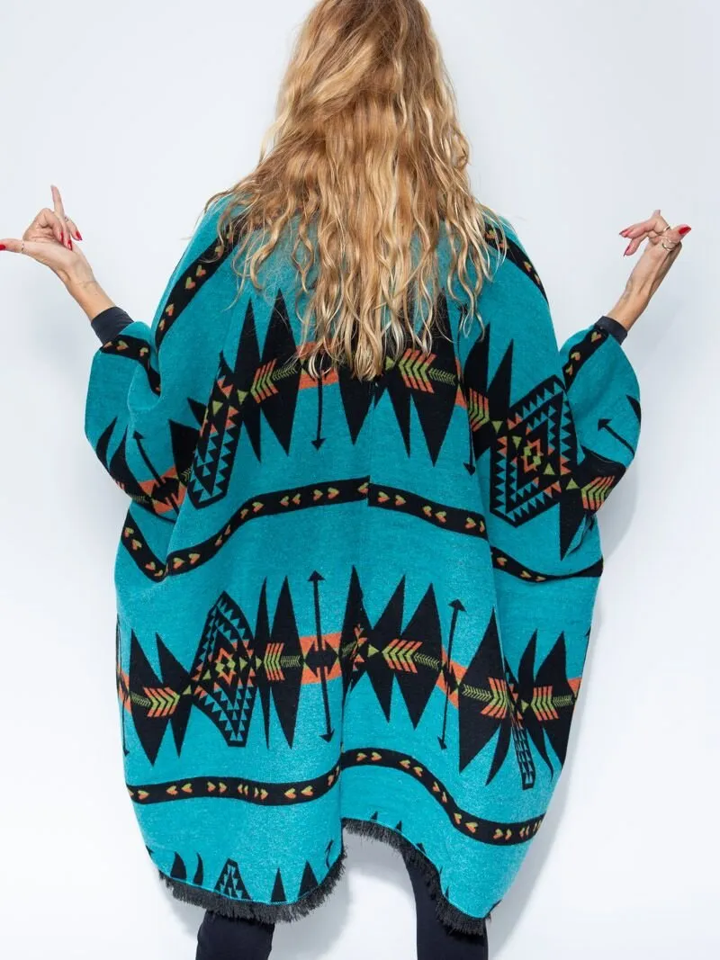 Grey Wolf Fabric Poncho | Women's