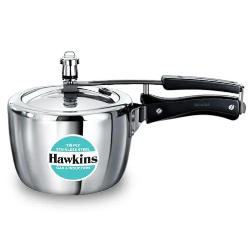 Hawkins 2.5 Litre Triply Stainless Steel Pressure Cooker, Inner Lid Cooker, Silver (HSST25)