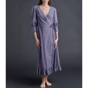 Hestia Wrap Dress in Plaid Italian Cotton