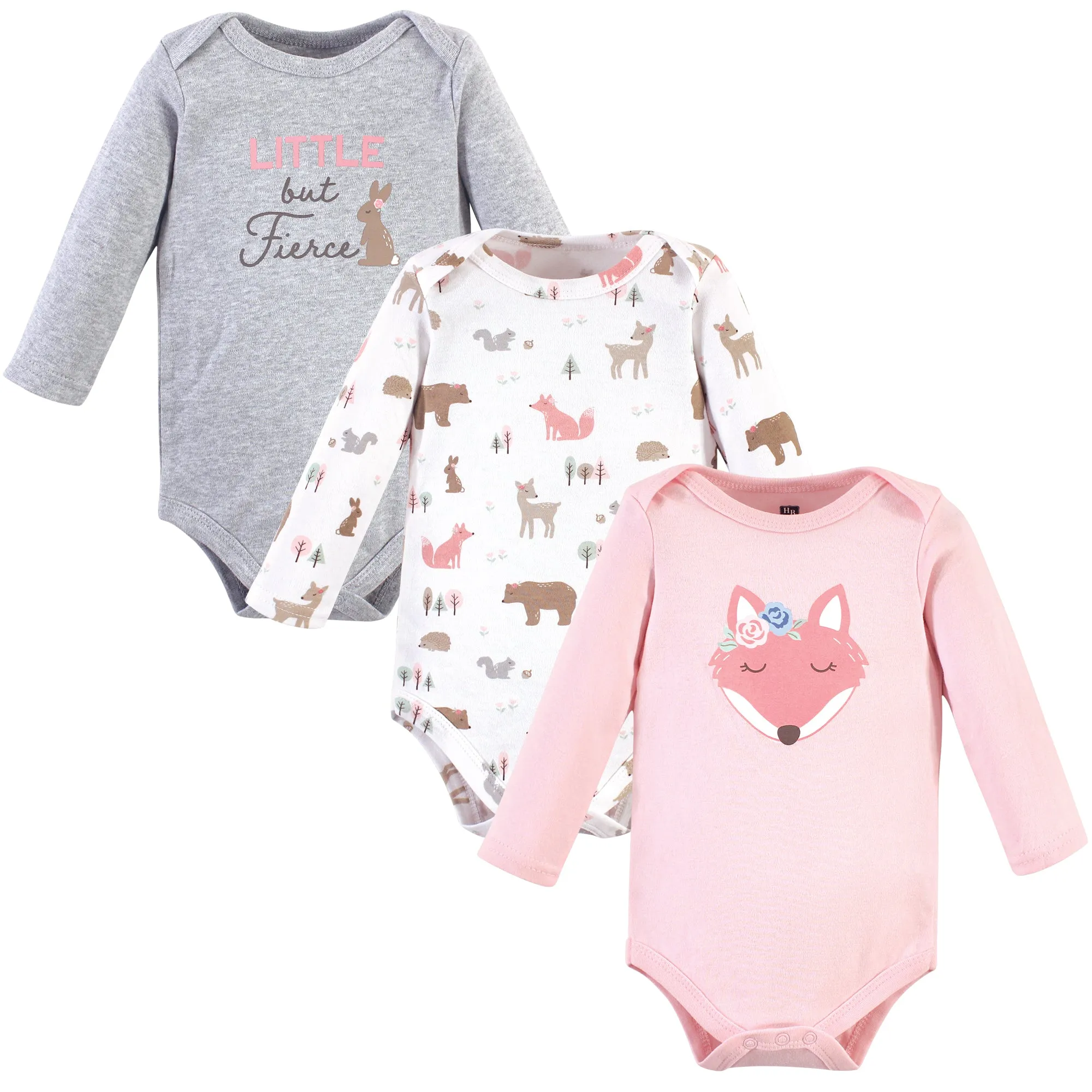 Hudson Baby Cotton Long-Sleeve Bodysuits, Girl Fox 3-Pack