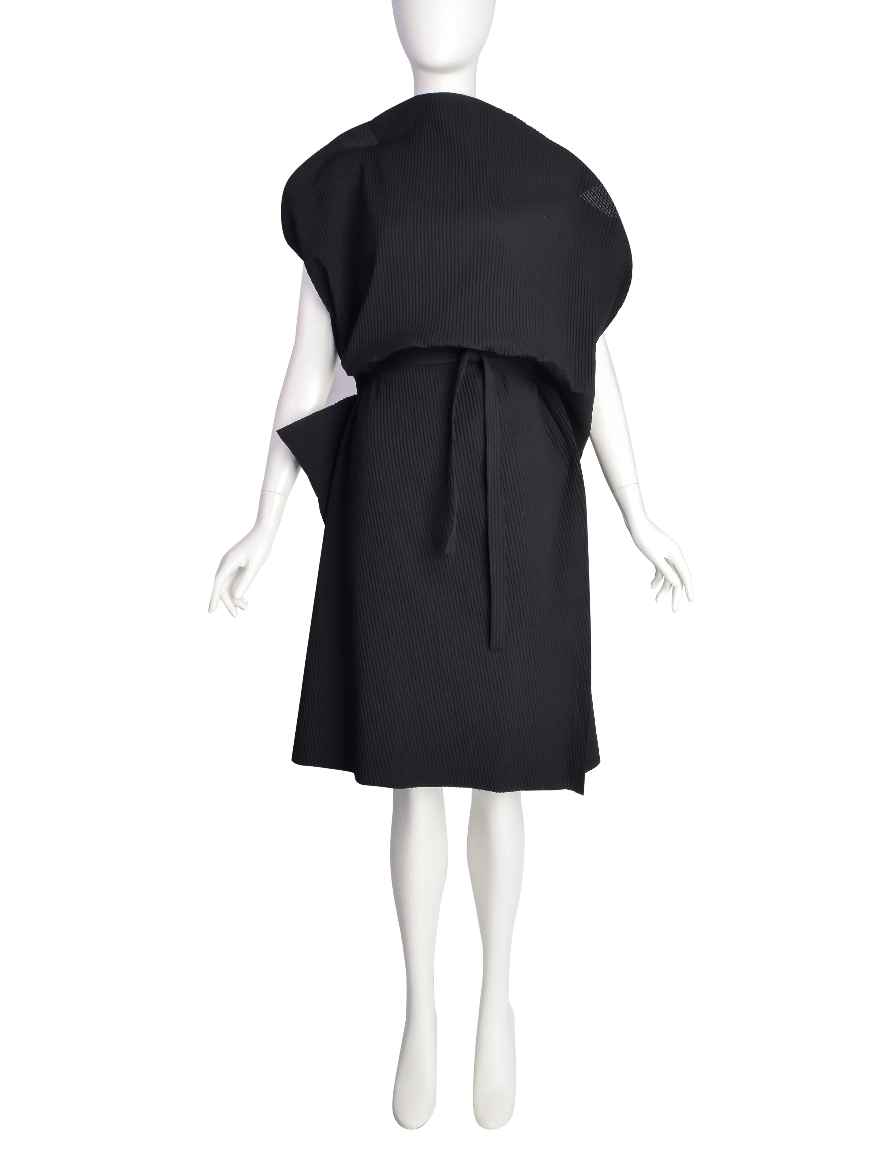 Issey Miyake ME APOC Vintage Shapeshifting Black Pleated Bubble Dress